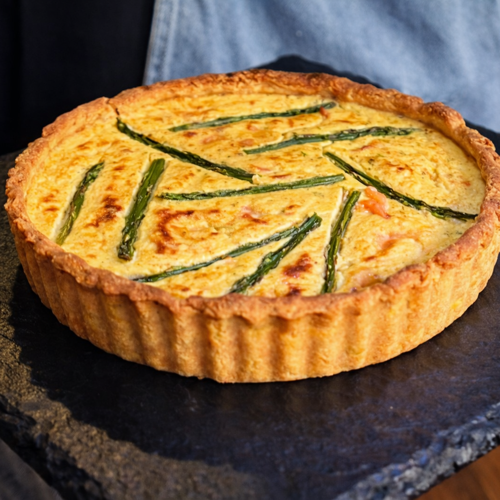 Smoked Salmon, Asparagus and Horseradish Quiche