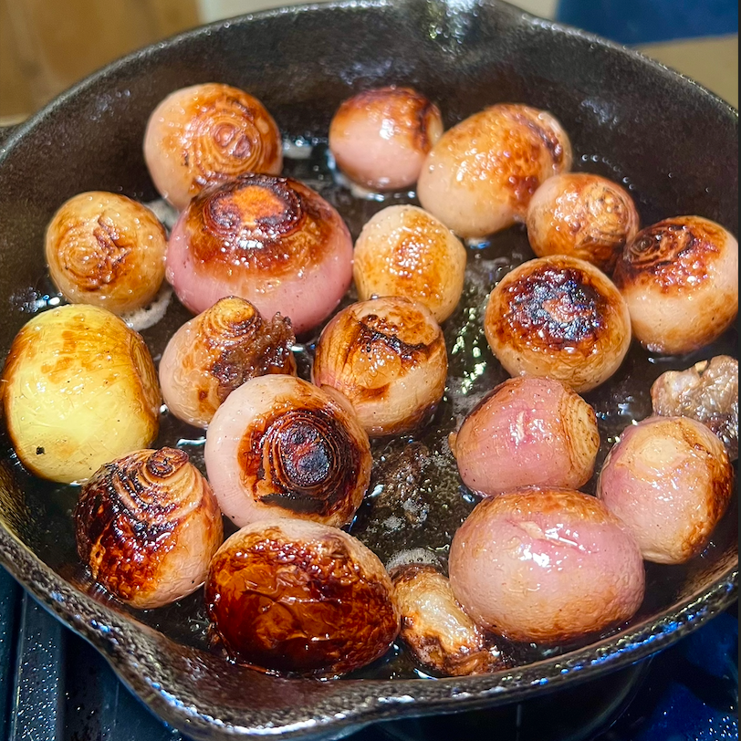 Sticky Glazed Shallots with Parma Ham, Pecorino & Rocket