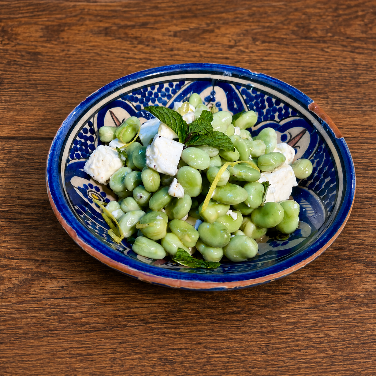 Spring Broad Bean salad with Lemon, Mint & Feta