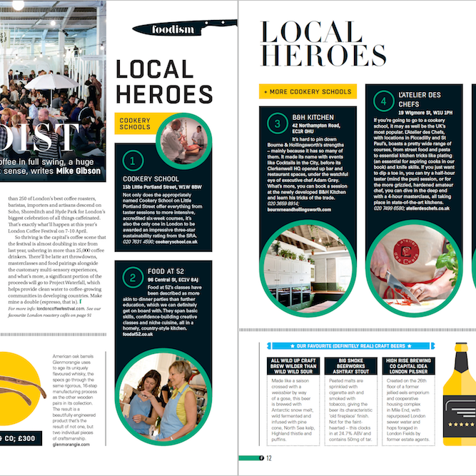 Food at 52 featured by Foodism as a local hero amongst cookery schools