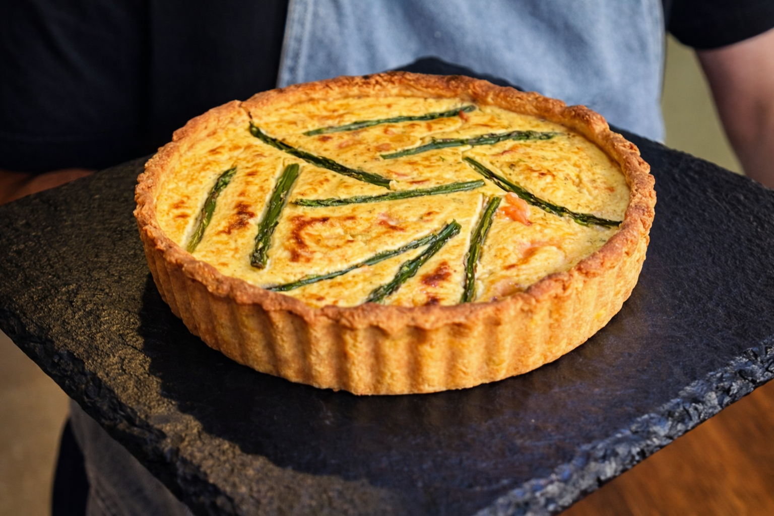 Smoked Salmon, Asparagus and Horseradish Quiche