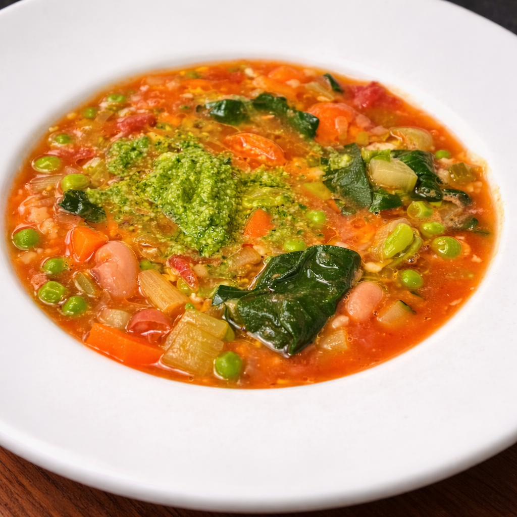 Minestrone Soup with Pesto Verde