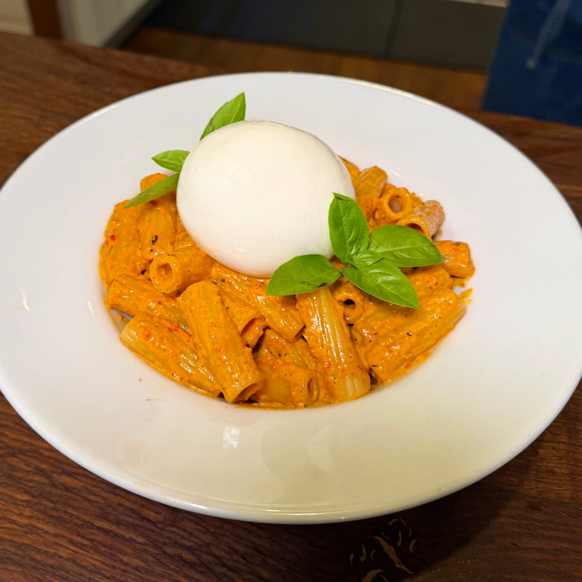 'Nduja, Roasted Red Pepper Vodka Pasta & Burrata