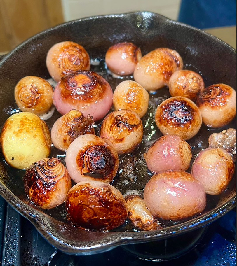 Sticky Glazed Shallots with Parma Ham, Pecorino & Rocket